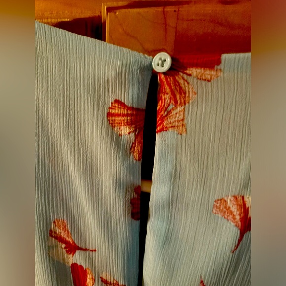 Banana Republic size 8 & 10 Blue Red Belted Flutter Sleeve Floral A-Line Women - Picture 4 of 15